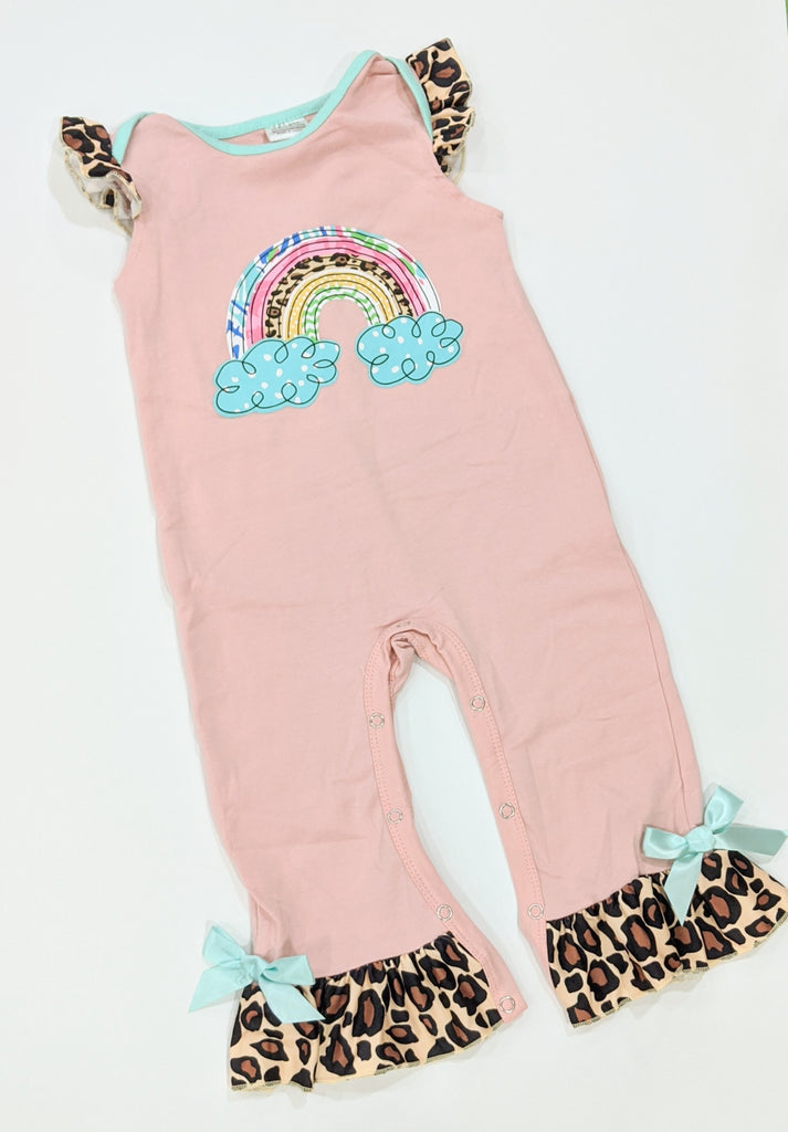 Baby Girls Pink Rainbow Leopard Romper