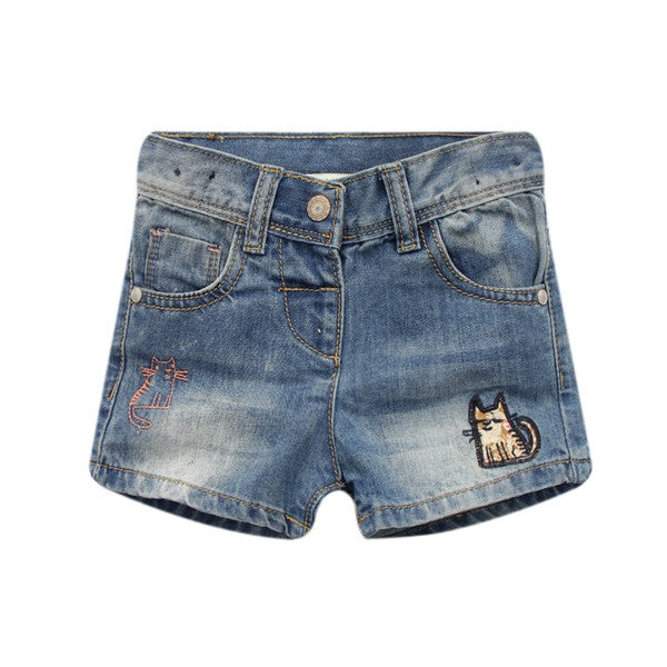 Denim Shorts With Cats