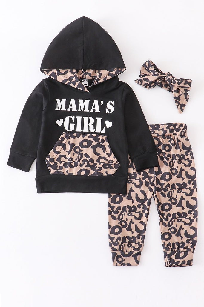 Mama's Girl Leopard Baby Hoodie Set