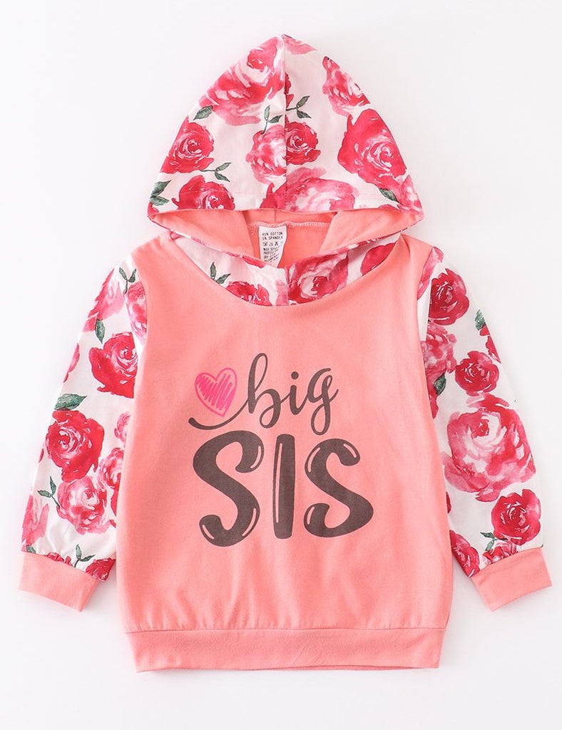 Big Sis Floral Pink Hoodie