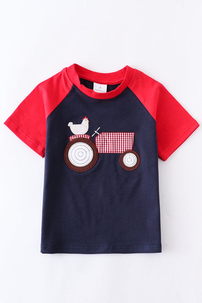 Tractor and Chicken Raglan Top