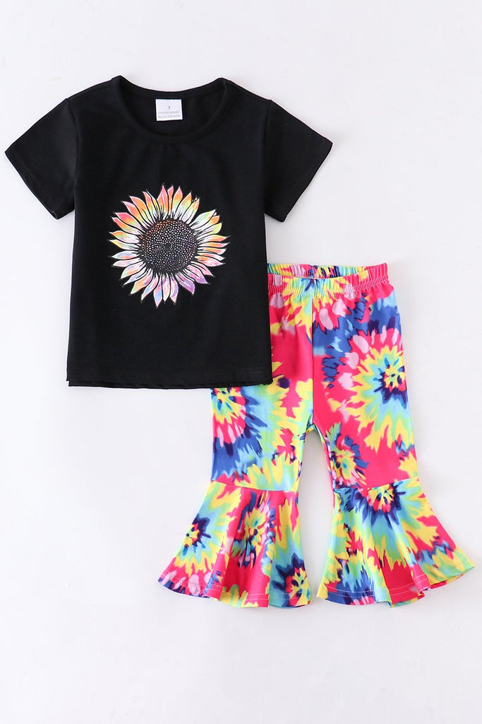 Tie Dye Flower Top and Ruffle Bottoms