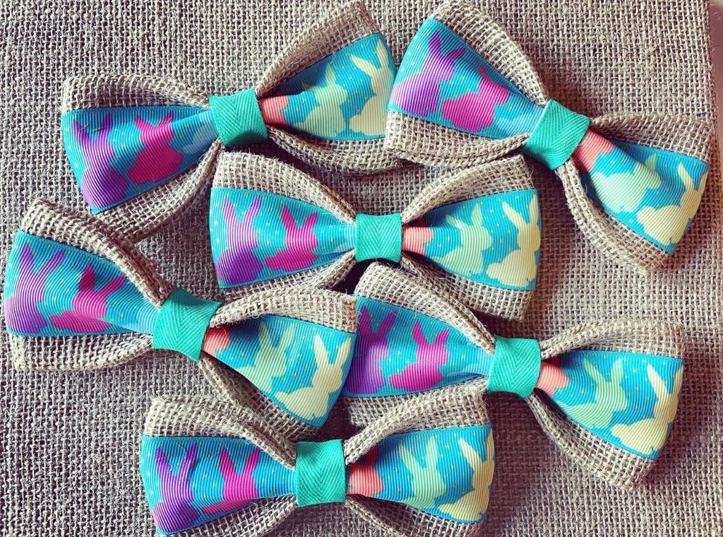 Pastel Cottontail Bunnies Dog Bow Tie