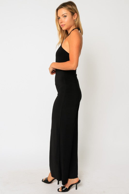 Black Relaxed Fit Wide Leg Pants