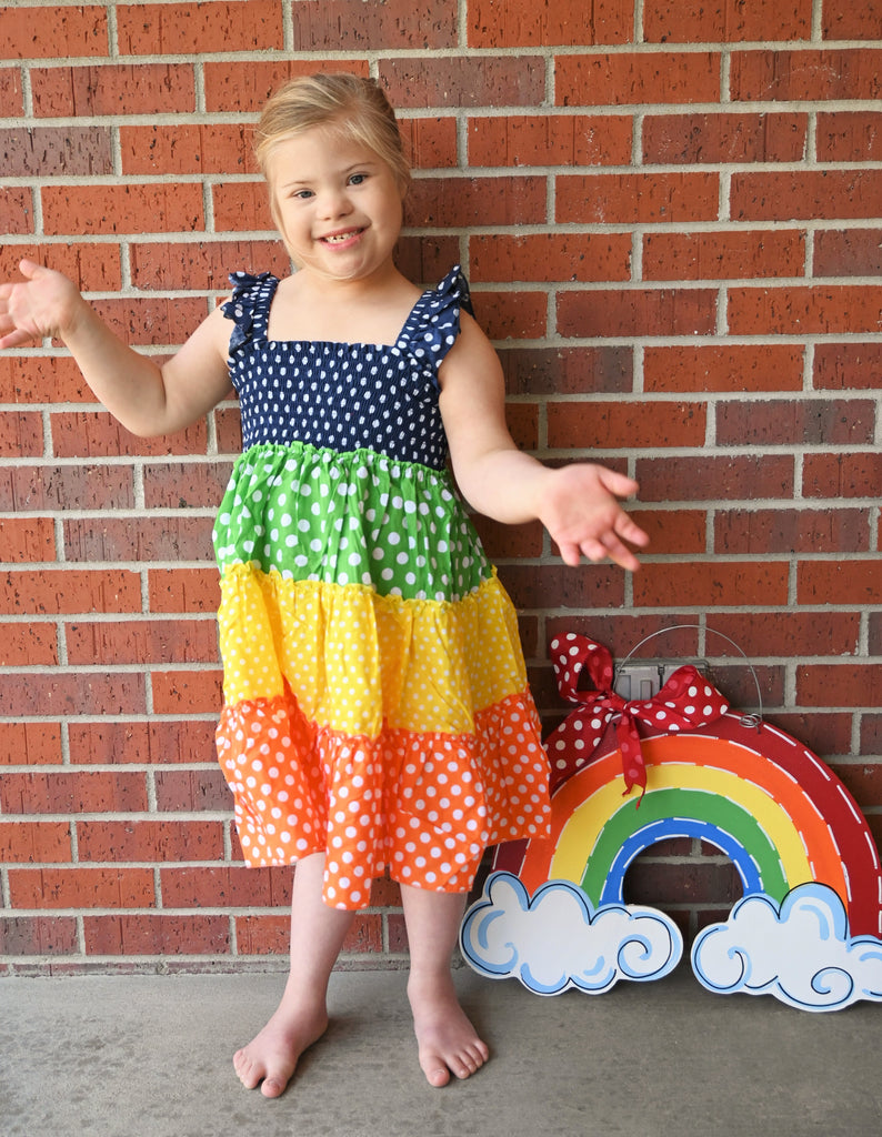 Polka Dot Tiered Rainbow Dress