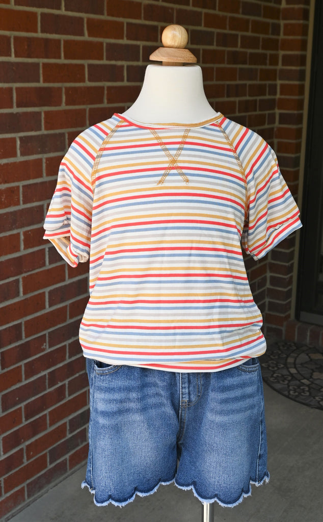 Multicolor Striped V-Neck Top