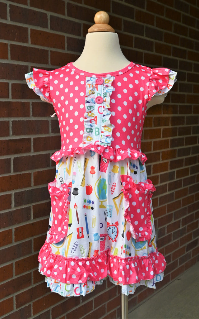 Pink Polka School Dress