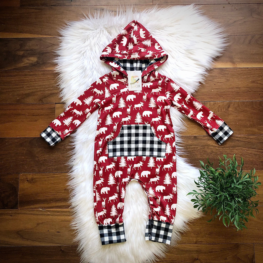 Winter Woodland Hooded Infant Romper