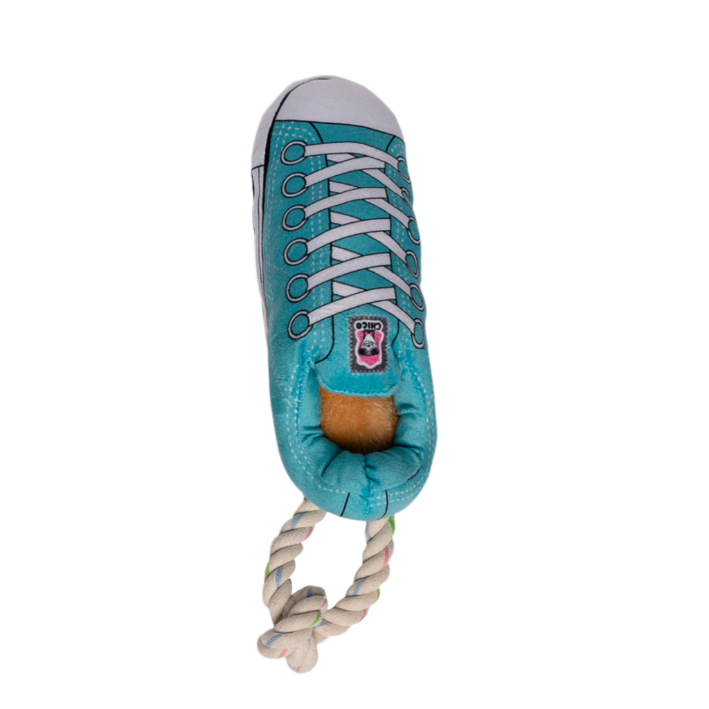 Squeaking Comfort Plush Sneaker Dog Toy - Teal Blue
