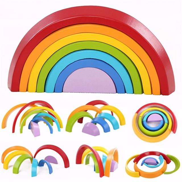 Wooden Rainbow Puzzle Toy