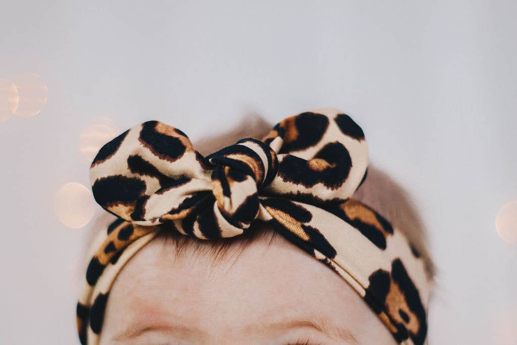 Latte Cheetah Bow Headband