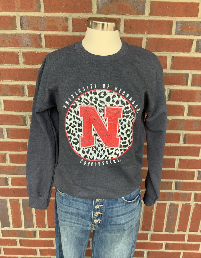 Nebraska Call The Shots Perfect Crew Charcoal Sweatshirt